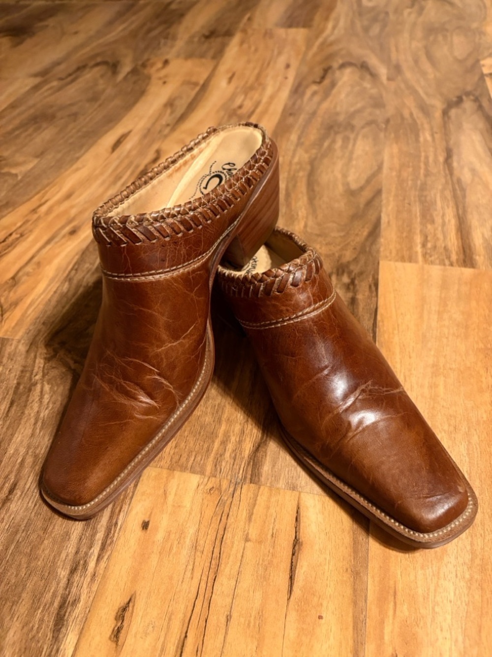 Charlie 1 Horse by Lucchese Brown Leather Western Mules Size 8.5B Brazil - Picture 7 of 12